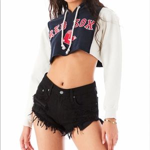 Vintage cropped redsox hoodie